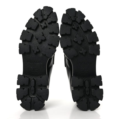 Prada Spazzolato Triangle Logo Monolith Pointy 55mm Loafers 41 Black 6 of 9