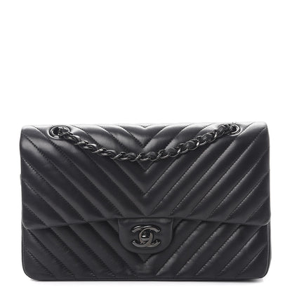 Chanel Lambskin Chevron Quilted Medium Double Flap So Black 1 of 9