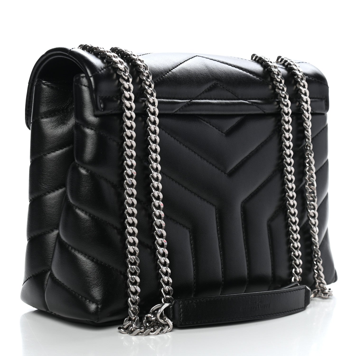 Saint Laurent Calfskin Y Quilted Monogram Small Loulou Chain Satchel Black 3 of 10