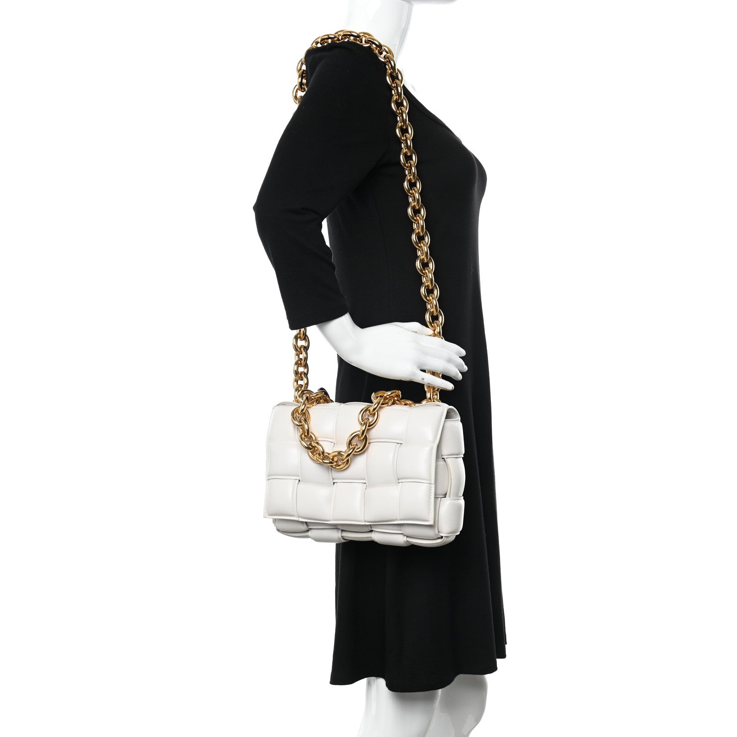Bottega Veneta Lambskin Maxi Intreccio Padded Chain Cassette Crossbody Bag White 2 of 11