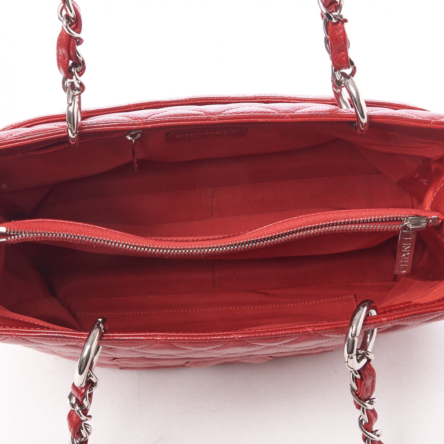 Chanel Caviar Quilted Grand Shopping Tote GST Red 4 of 9