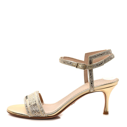 Christian Dior Laminated Calfskin Crystal Embroidered Dway 65mm Sandals 36.5 Gold 1 of 7
