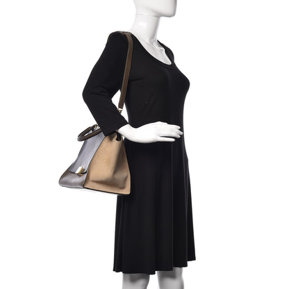 Celine Smooth Calfskin Suede Medium Tri-Color Trapeze Olive 2 of 9