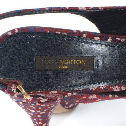 Louis Vuitton Silk Floral Catania Slingback Heels 38.5 5 of 7