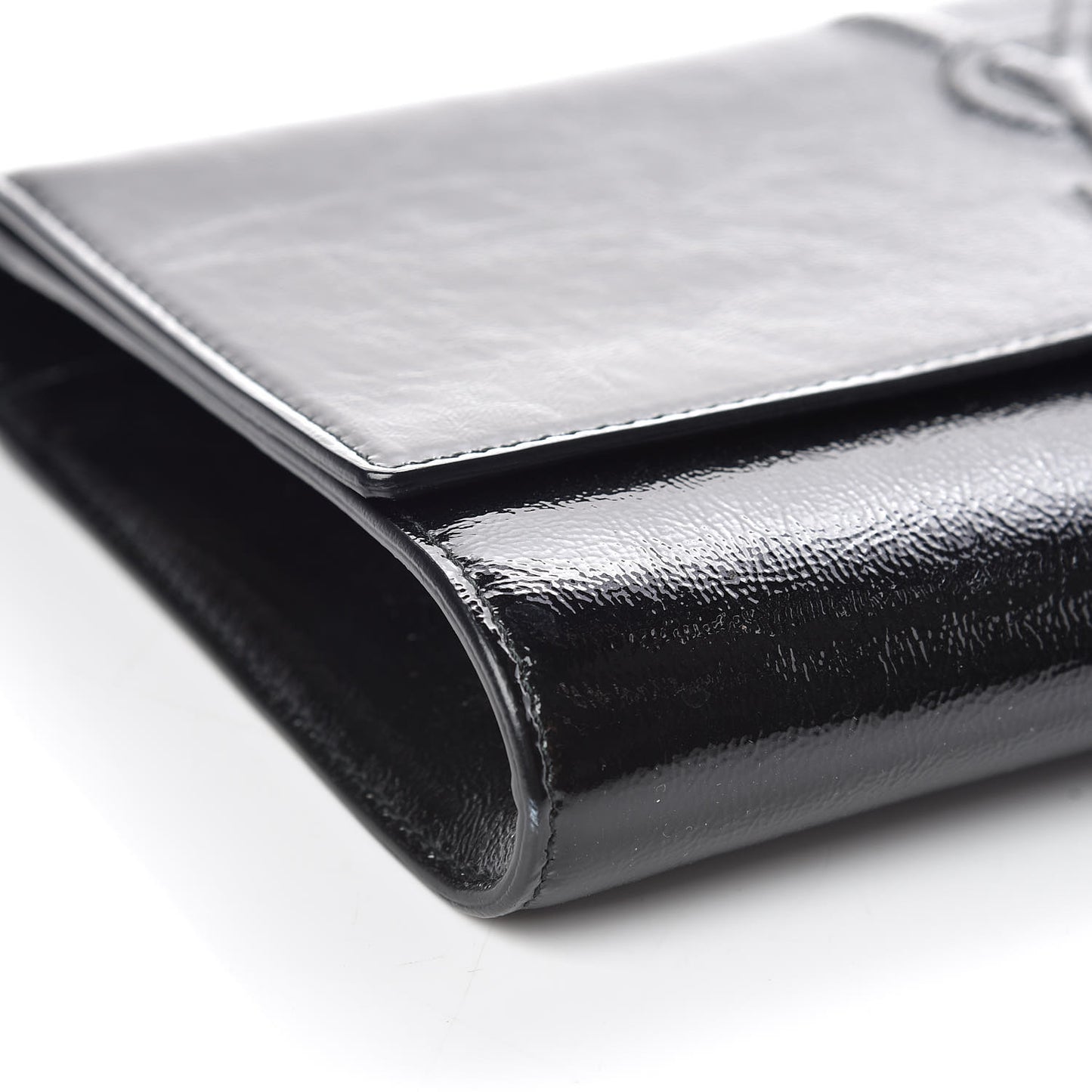 Textured Patent Monogram Large Belle De Jour Clutch Black