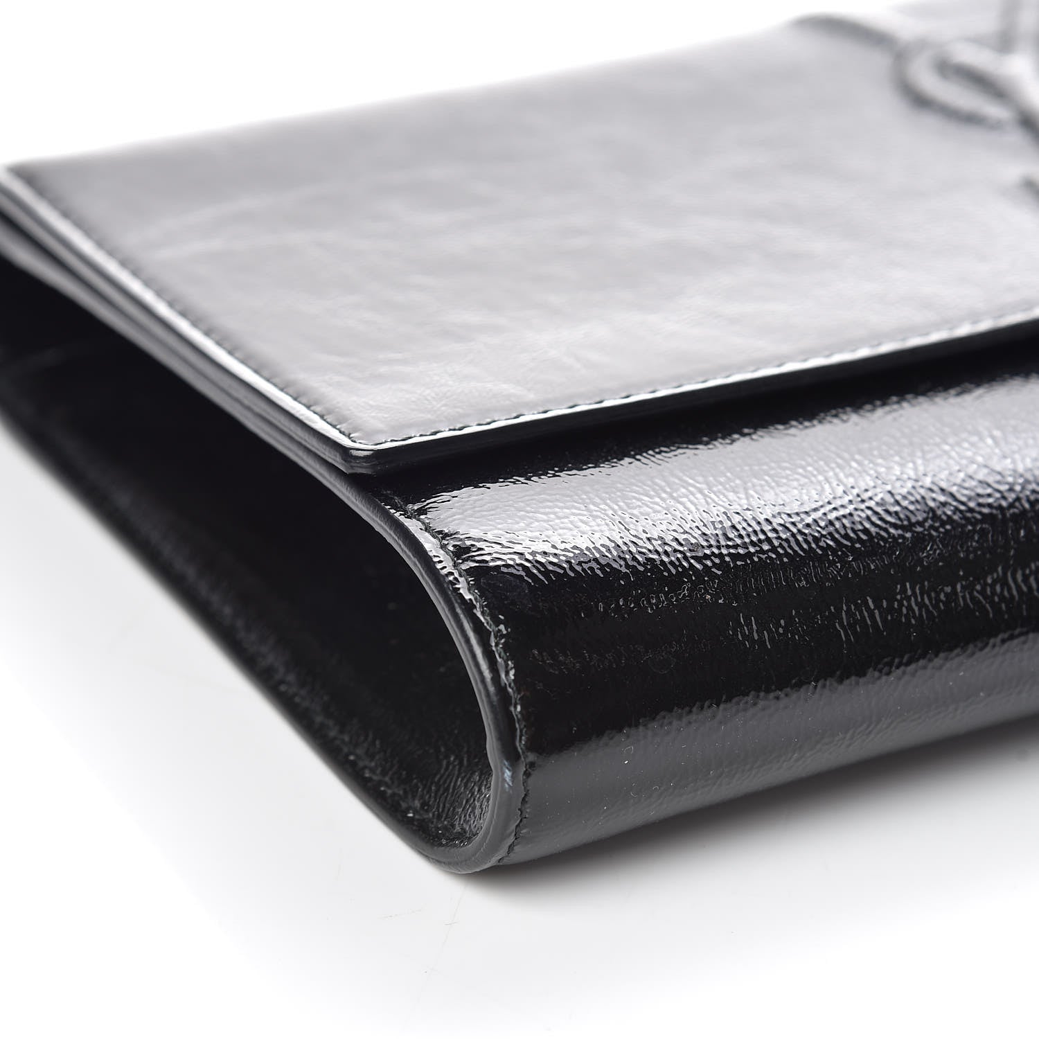 Saint Laurent Textured Patent Monogram Large Belle De Jour Clutch Black 8 of 9