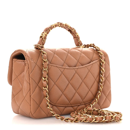 Chanel Caviar Quilted Mini Handy CC Flap Camel 3 of 14