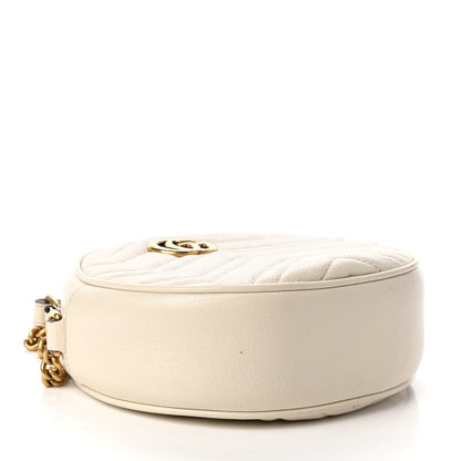 Gucci Calfskin Matelasse Mini GG Marmont Round Shoulder Bag White 4 of 11