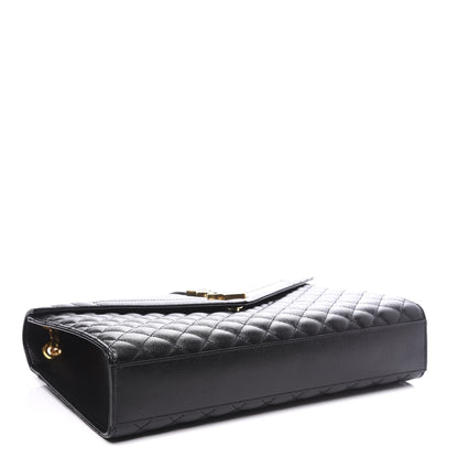 Saint Laurent Grain De Poudre Textured Mixed Matelasse Large Triquilt Monogram Satchel Black 3 of 9