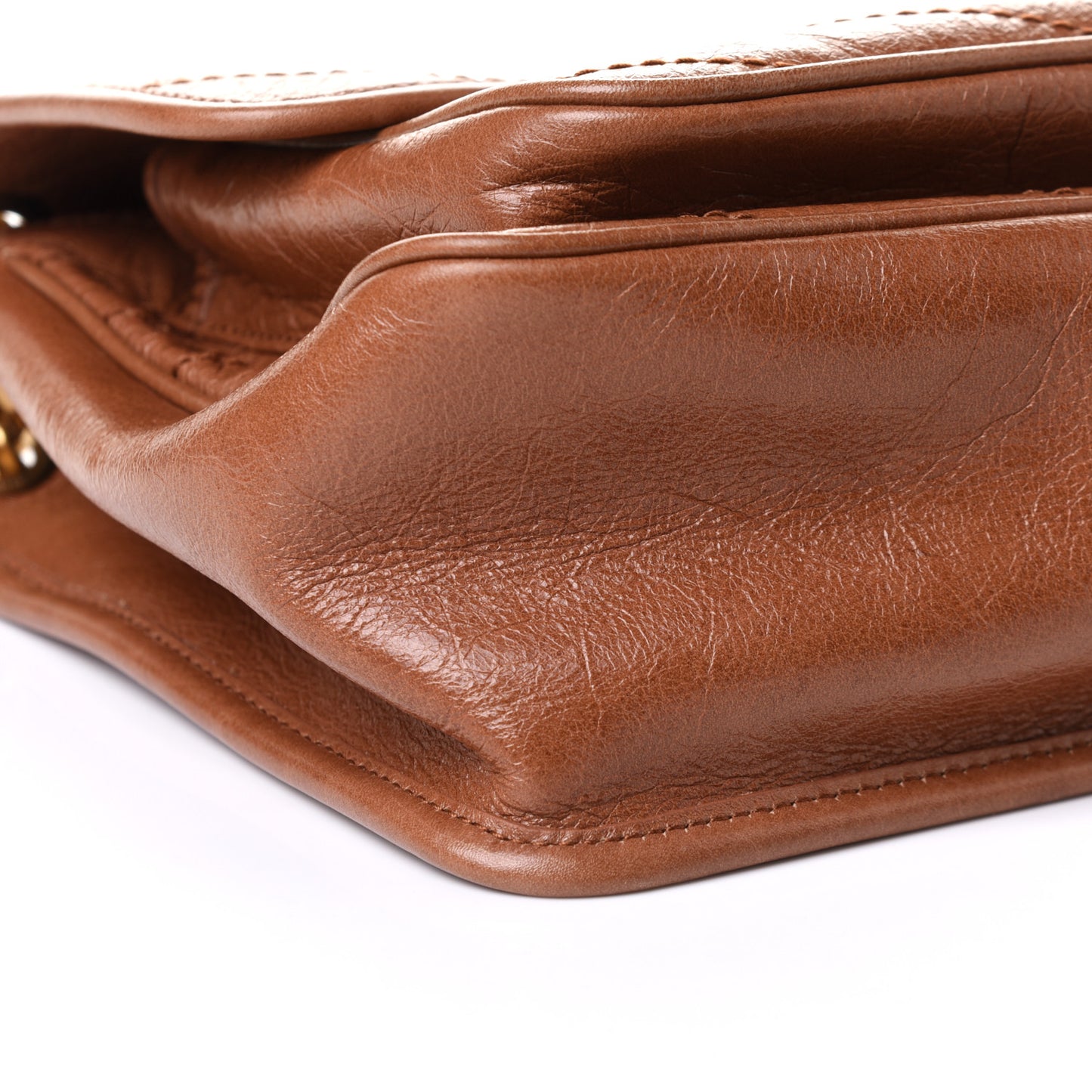 Crinkled Calfskin Matelasse Monogram Medium Niki Chain Satchel Caramel