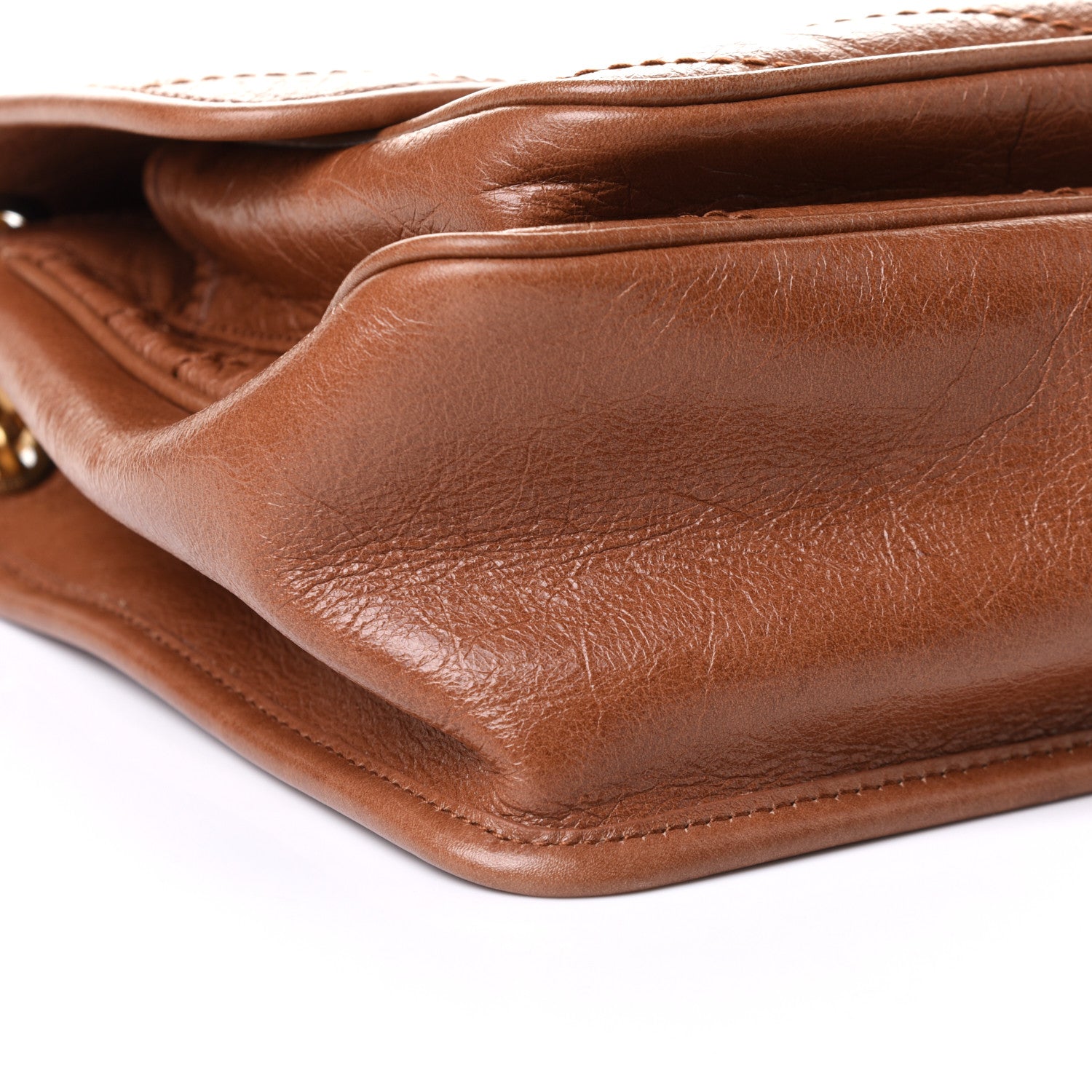 Saint Laurent Crinkled Calfskin Matelasse Monogram Medium Niki Chain Satchel Caramel 8 of 9