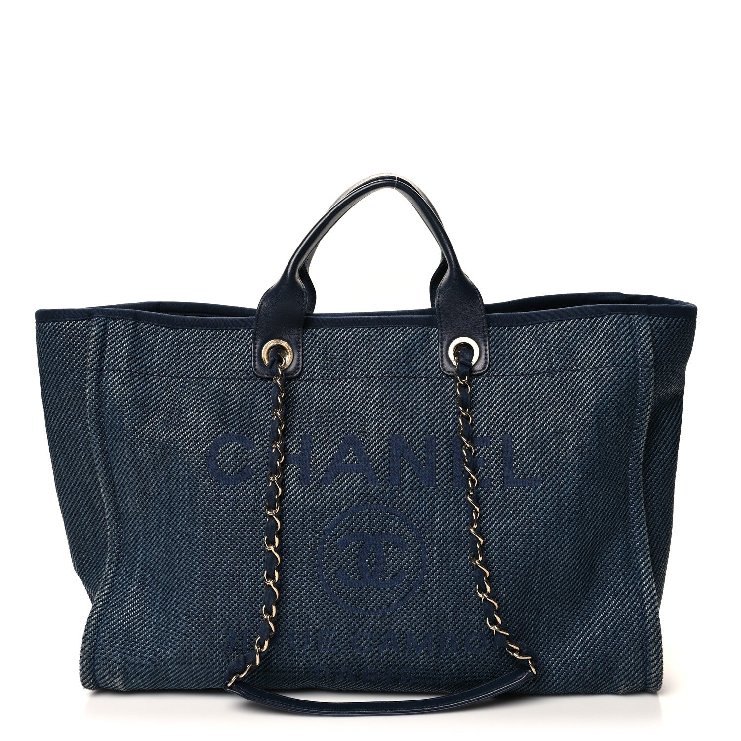 Chanel Mixed Fibers Large Deauville Tote Blue 1 of 11