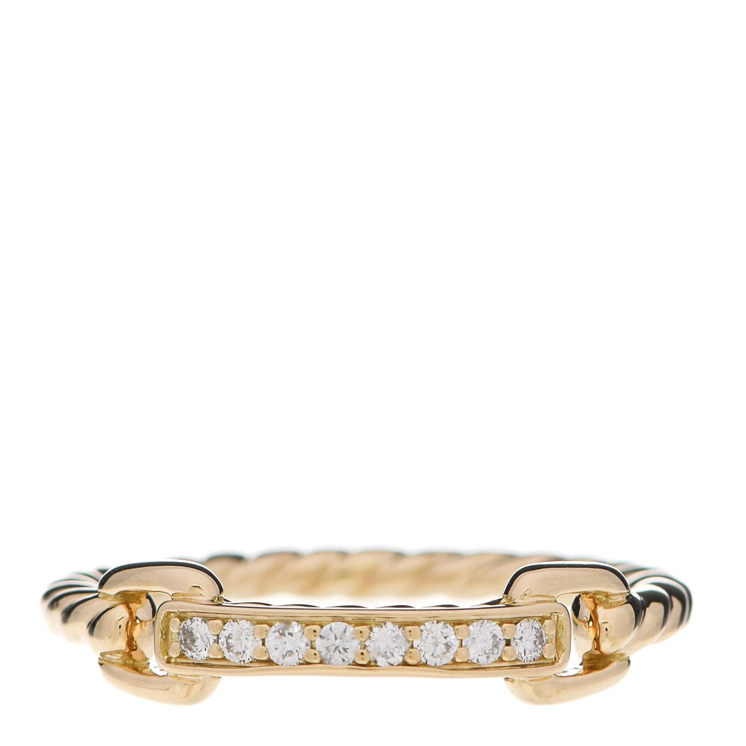 David Yurman 18K Yellow Gold Diamond Pave Petite Ring 54 7 1 of 4