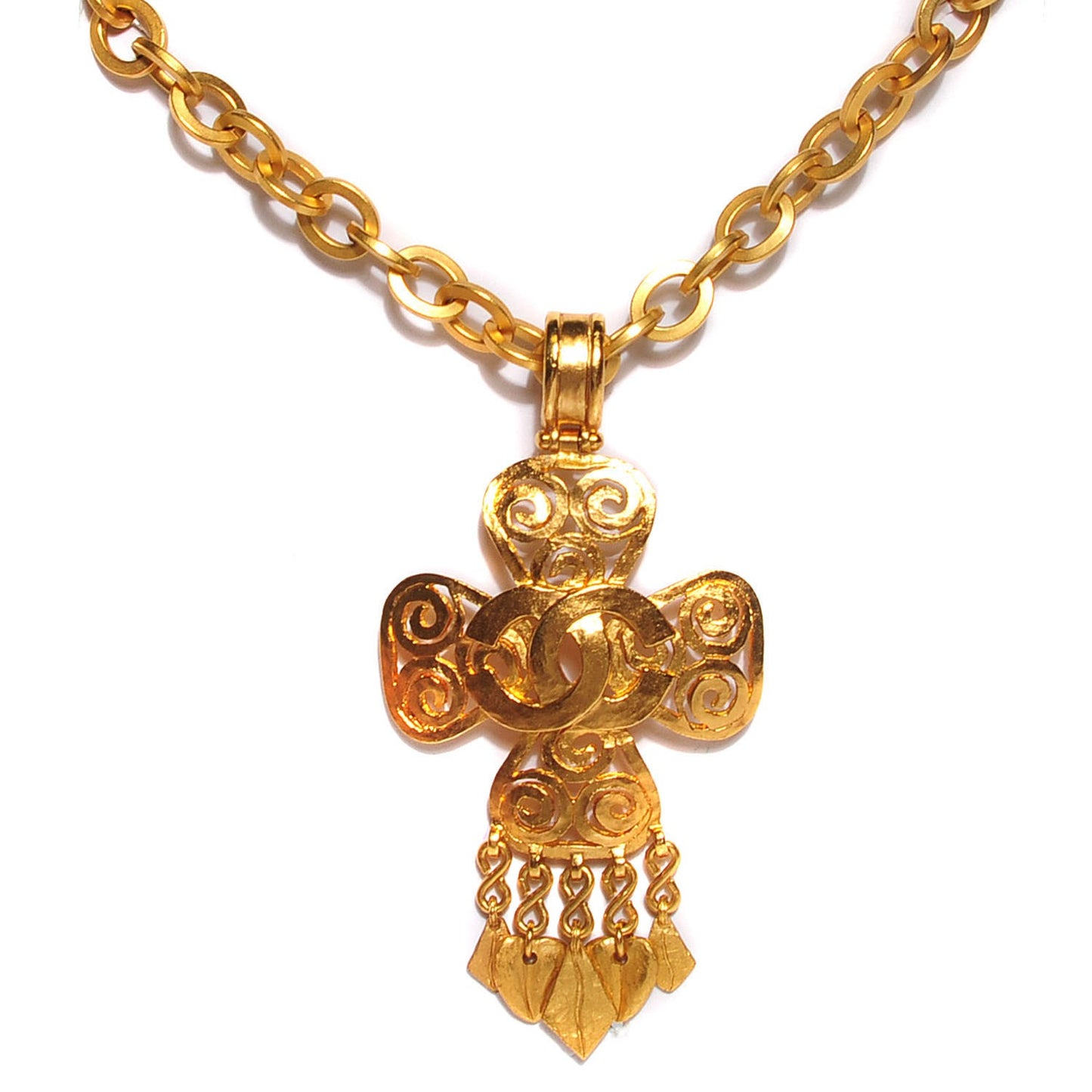CC Pendant Chain Necklace Gold