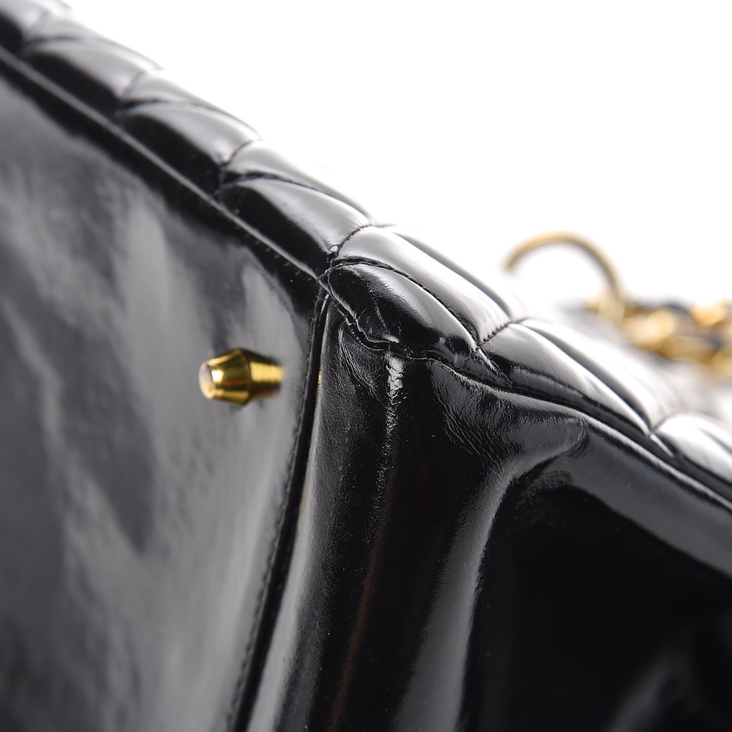 Glazed Calfskin Quilted Tote Black