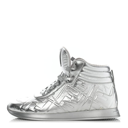 Fendi X NICKI MINAJ Metallic Nappa Macro FF Embossed Prints On High Top Sneakers 37 Silver 1 of 11