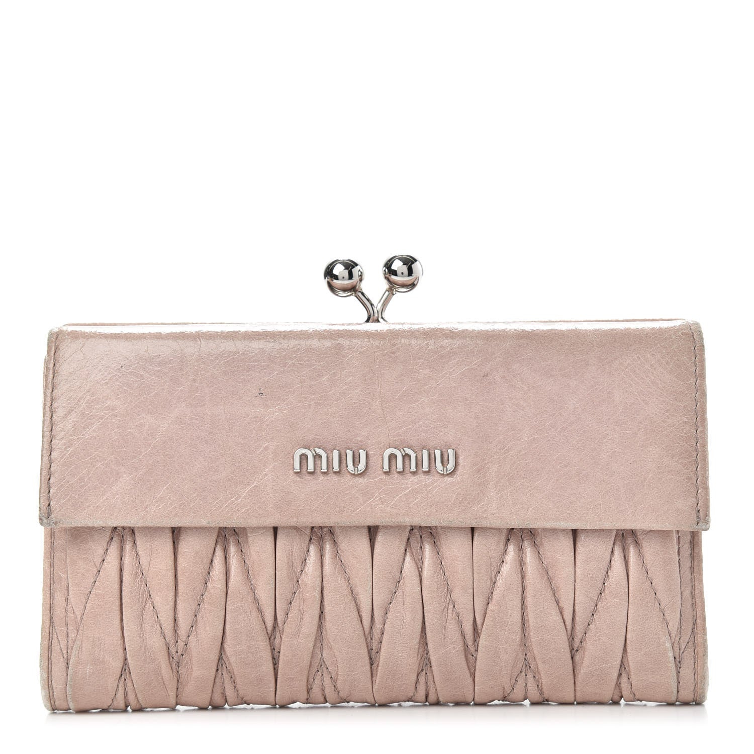 Miu Miu Nappa Matelasse Lux Flap Wallet Mughetto 1 of 15
