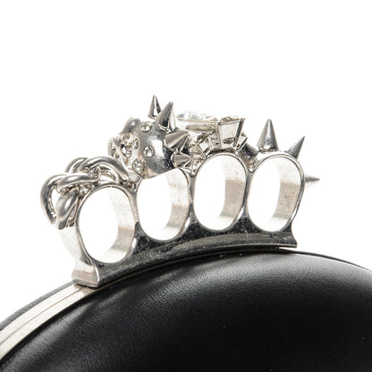 Alexander McQueen Nappa Skull Knuckle Oval Box Clutch Black 11 of 12