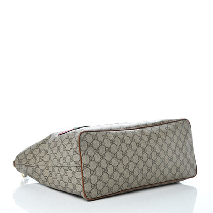 Gucci Soft GG Supreme Monogram Blind For Love Embroidered Medium Crossbody Tote Beige Tuscany Multicolor 4 of 9