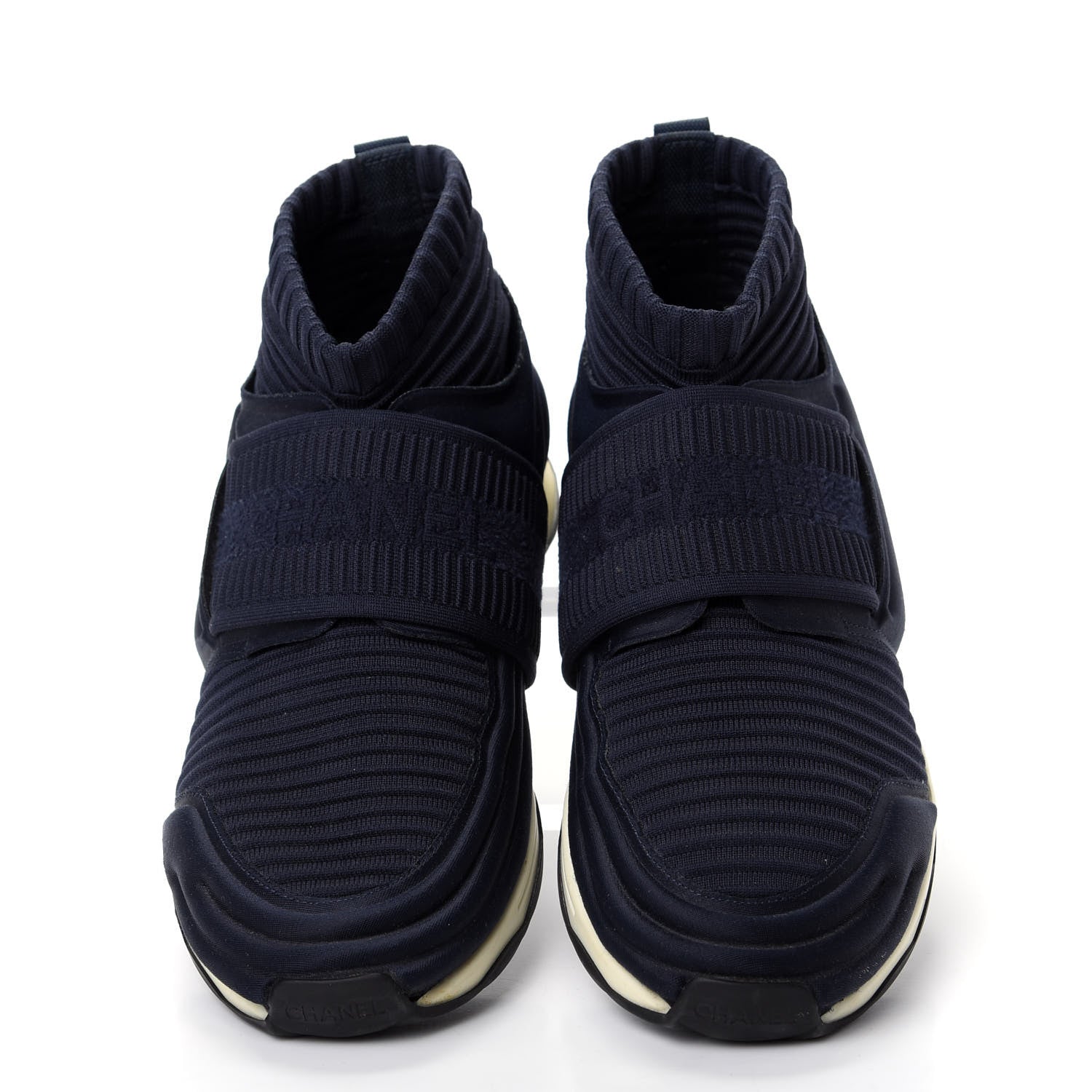 Chanel Stretch Fabric CC Sneakers 38 Blue 5 of 10