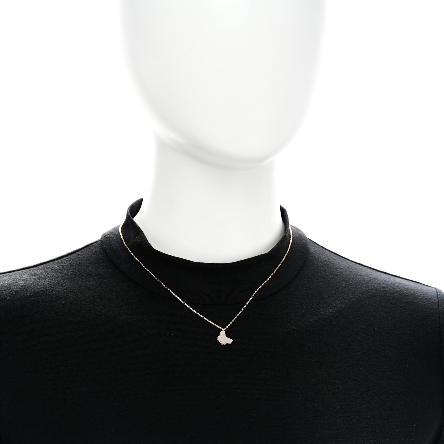 18K Yellow Gold Mother of Pearl Sweet Alhambra Butterfly Pendant Necklace