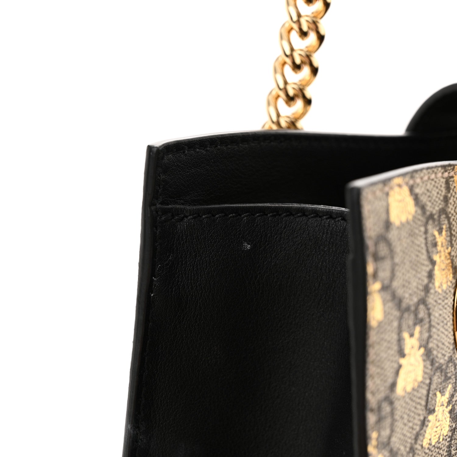 Gucci GG Supreme Monogram Bees Small Padlock Tote Beige Oro Black 12 of 12