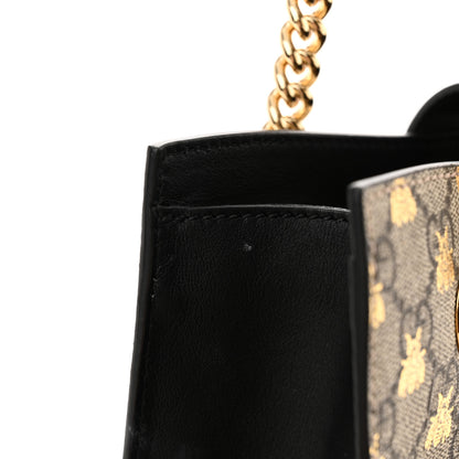 Gucci GG Supreme Monogram Bees Small Padlock Tote Beige Oro Black 12 of 12