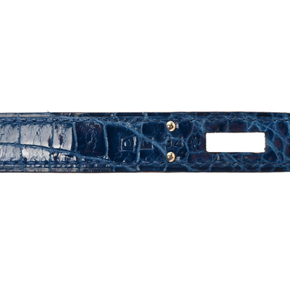 Hermes Shiny Niloticus Crocodile Kelly Cut Pochette Bleu De Malte 7 of 13