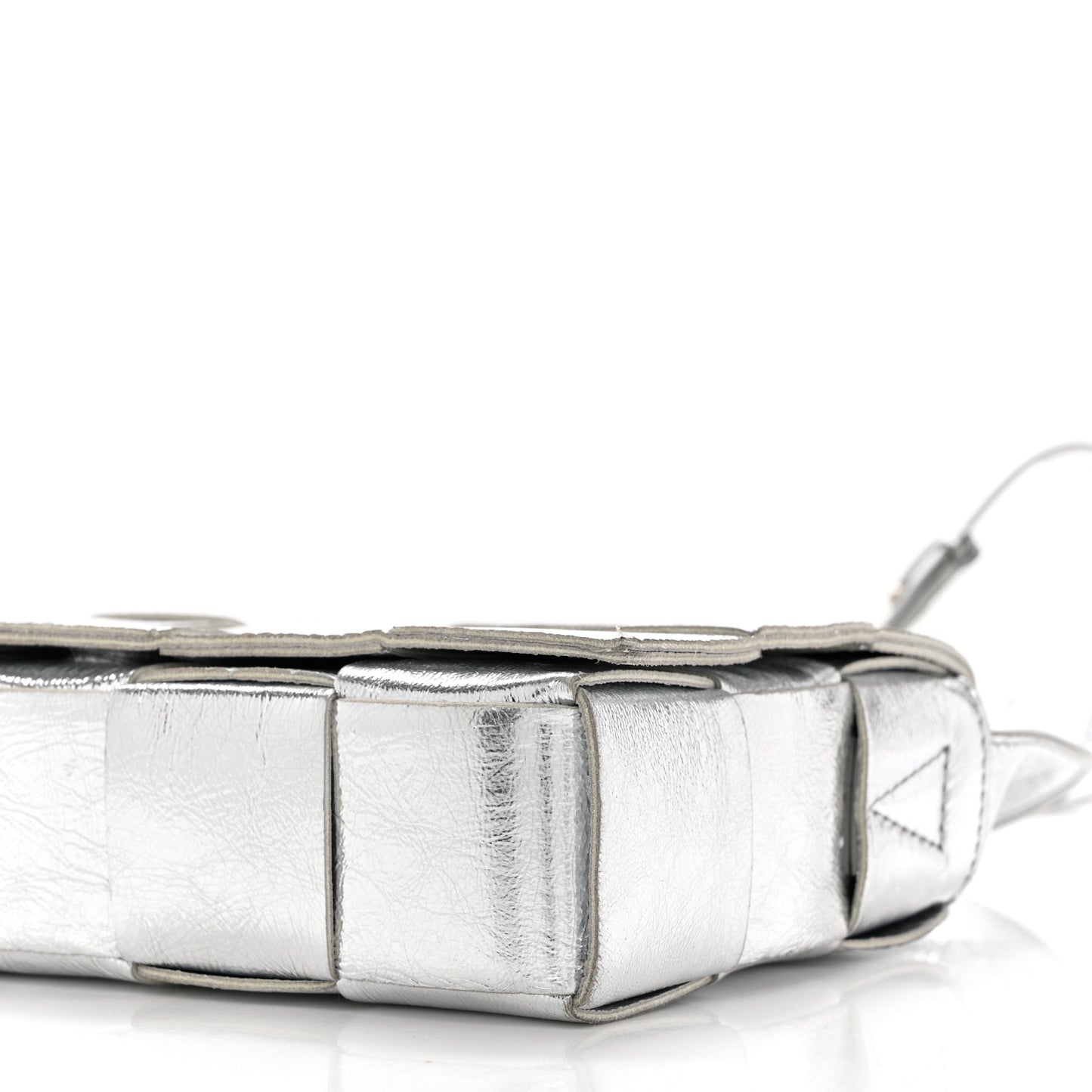 Metallic Lambskin Maxi Intrecciato Cassette Crossbody Bag Silver