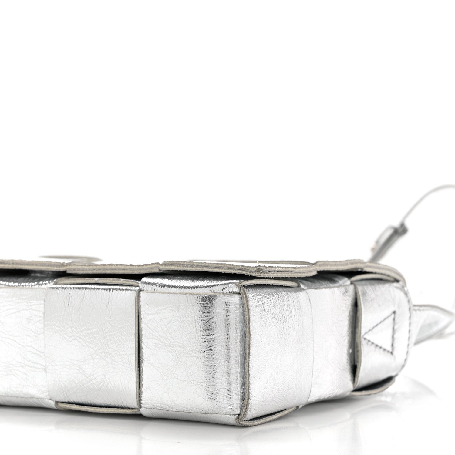 Bottega Veneta Metallic Lambskin Maxi Intrecciato Cassette Crossbody Bag Silver 10 of 10
