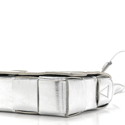 Bottega Veneta Metallic Lambskin Maxi Intrecciato Cassette Crossbody Bag Silver 10 of 10