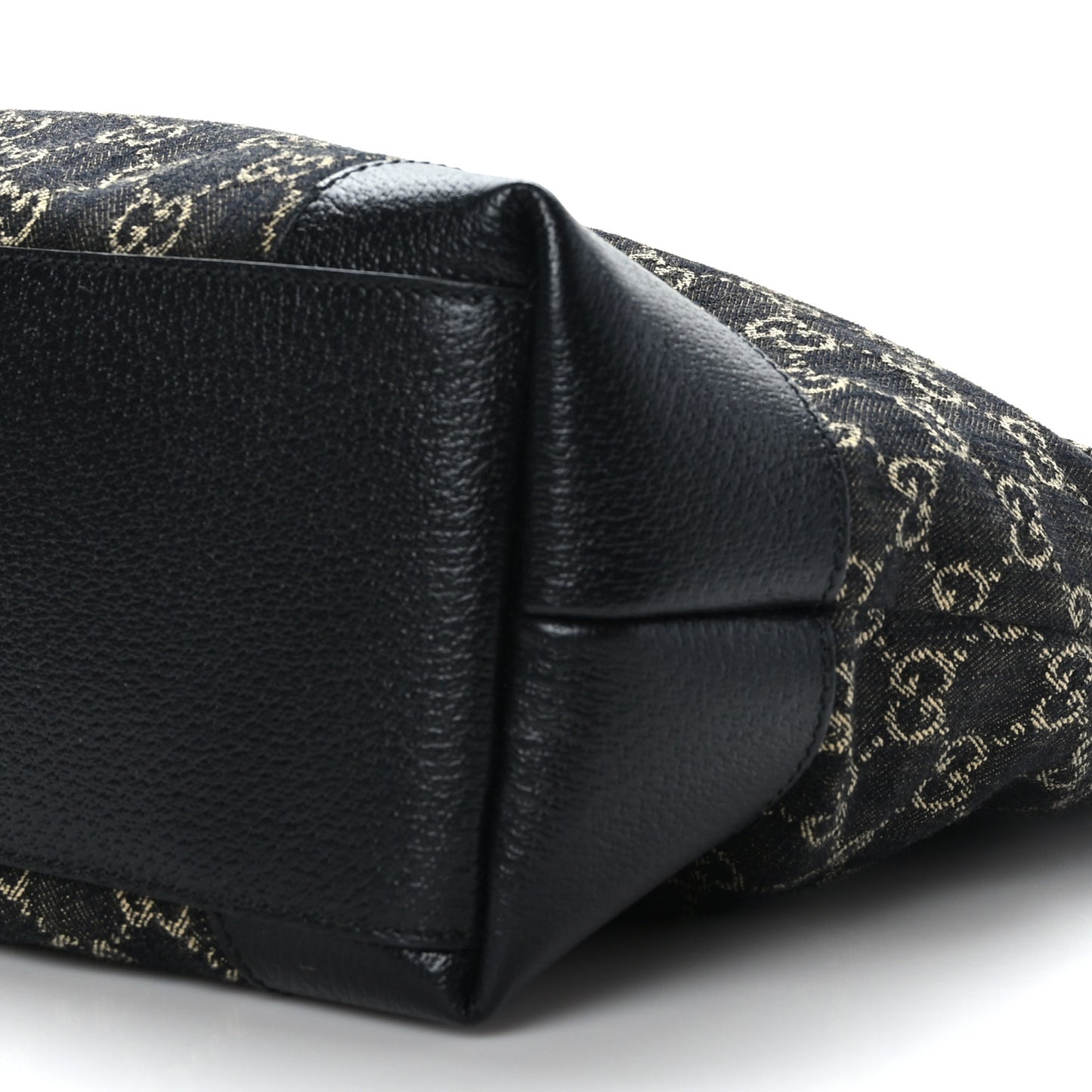 Jacquard Black Denim GG Monogram Medium Ophidia Shopping Tote Black Ivory