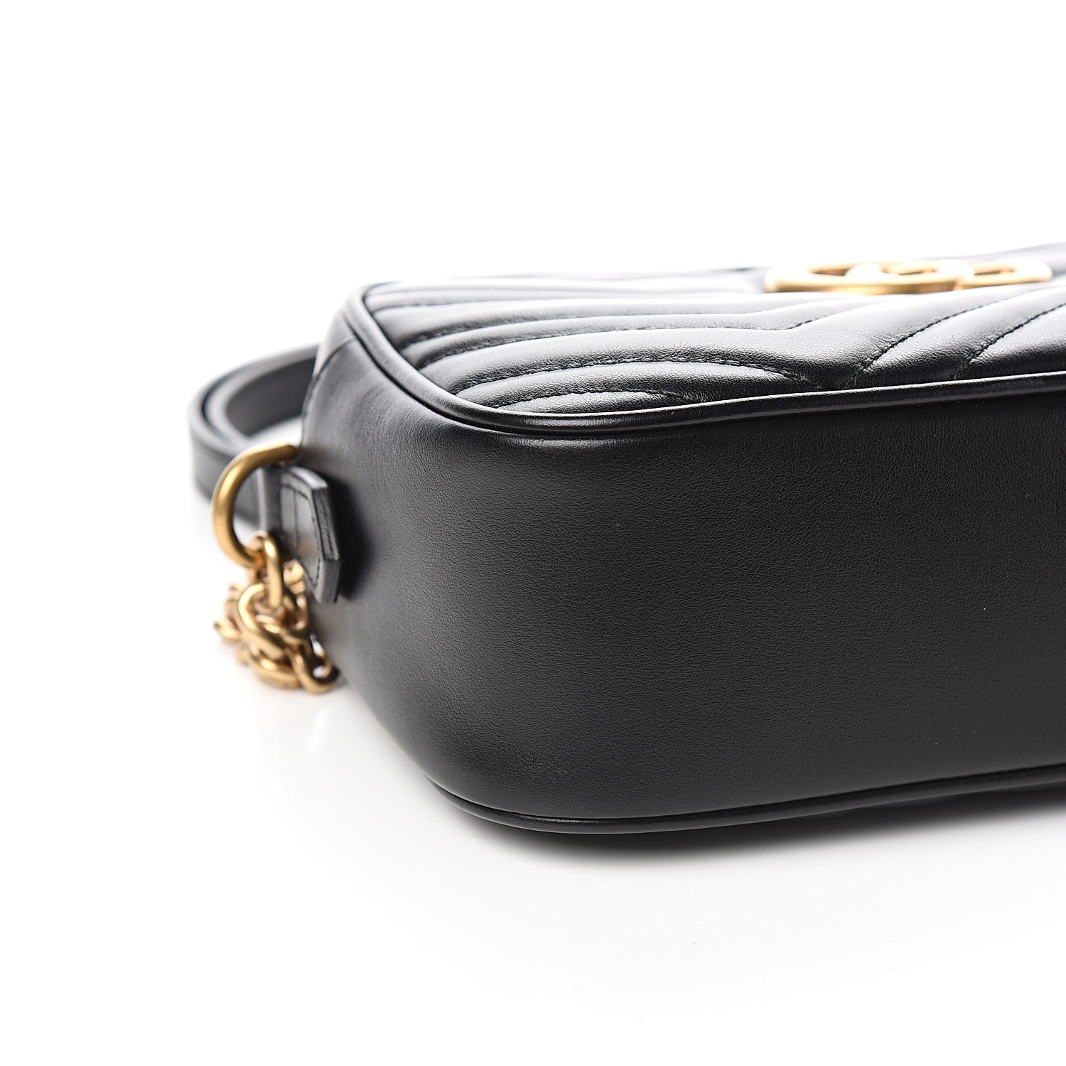 Gucci Calfskin Matelasse Small GG Marmont Chain Shoulder Bag Black 7 of 9