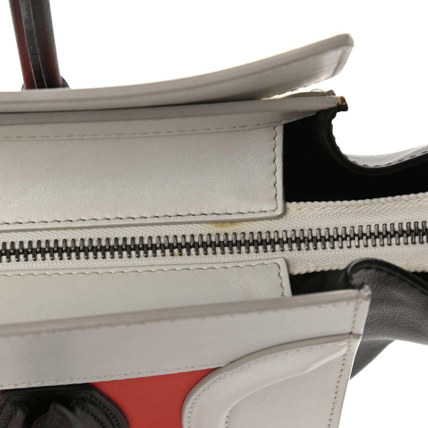 Smooth Calfskin Mini Tri-Color Luggage Vermillion