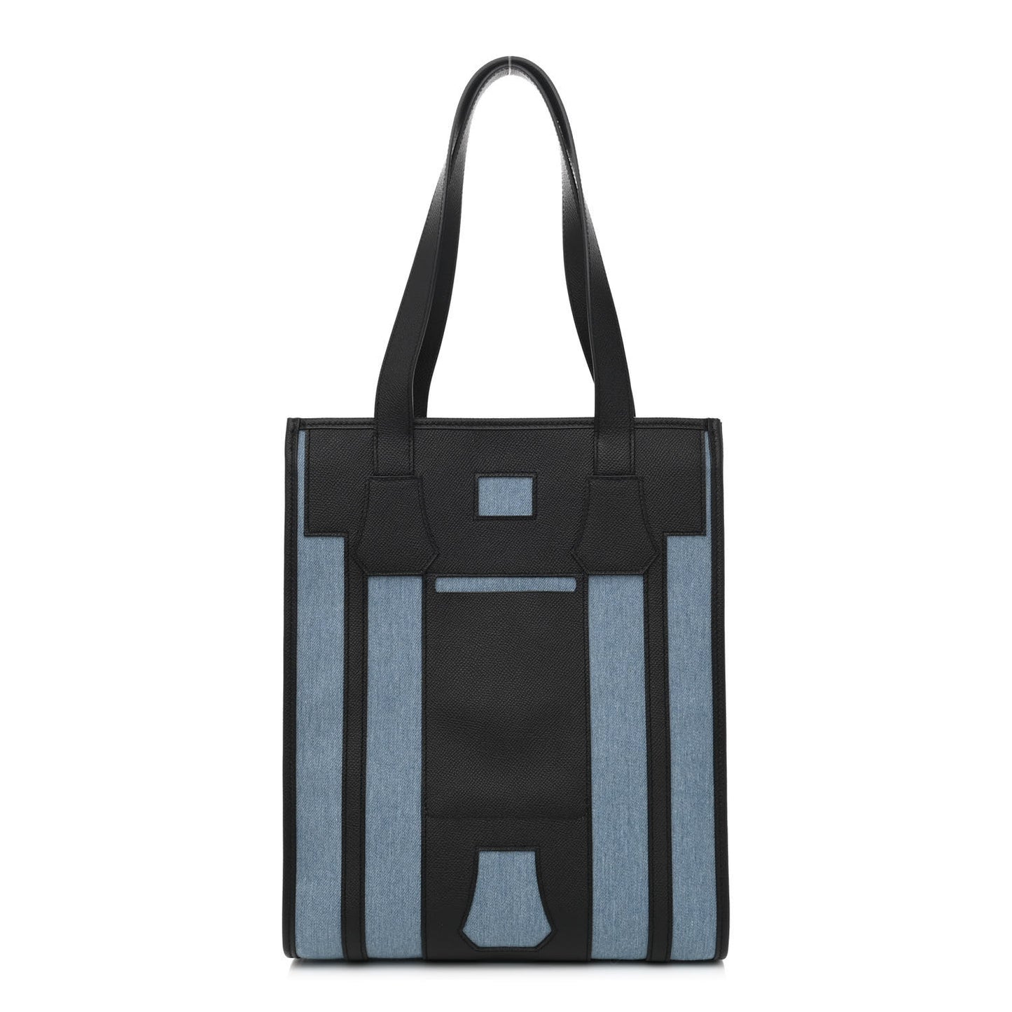 Denim Canvas Epsom Petit H Bell Tote Bag Black