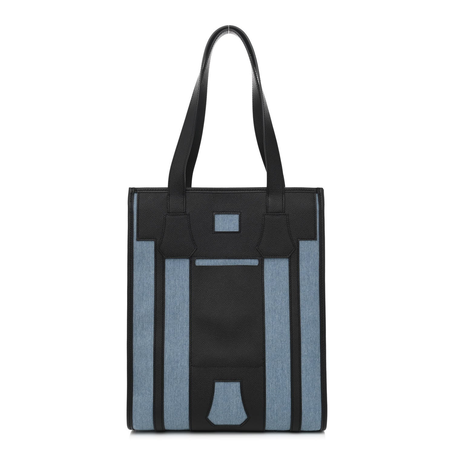 Hermes Denim Canvas Epsom Petit H Bell Tote Bag Black 1 of 10