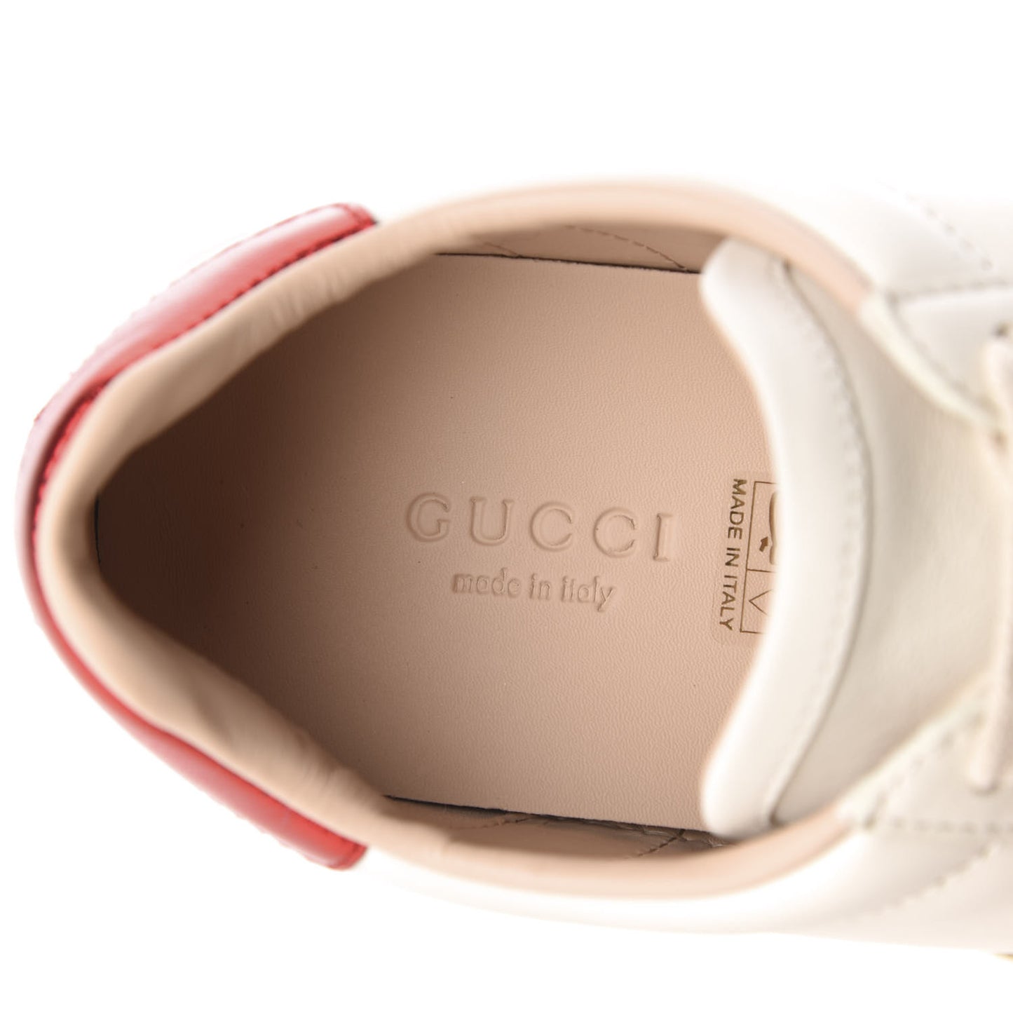 Calfskin Stripe Womens New Ace Sneakers 35 New Mystic White Ecru Red Flame