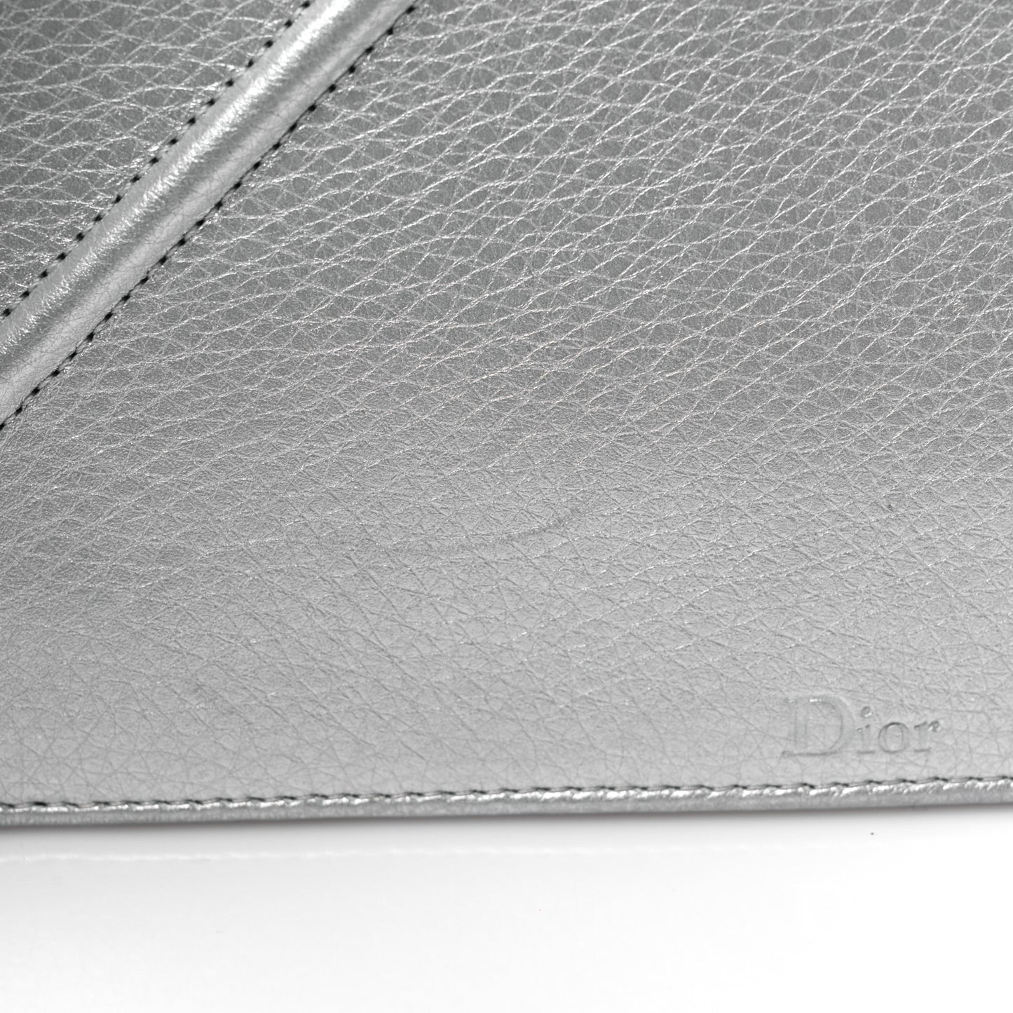 Metallic Grained Calfskin Medium Diorama Flap Bag Silver