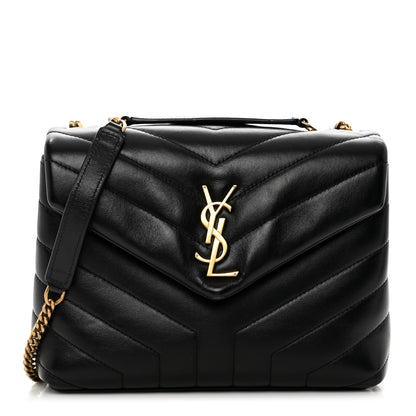 Saint Laurent Calfskin Y Quilted Monogram Small Loulou Chain Satchel Black 1 of 11