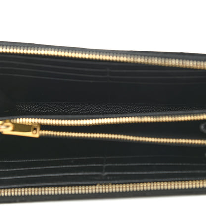 Saint Laurent Grain De Poudre Matelasse Chevron Monogram Zip Around Wallet Black 5 of 10