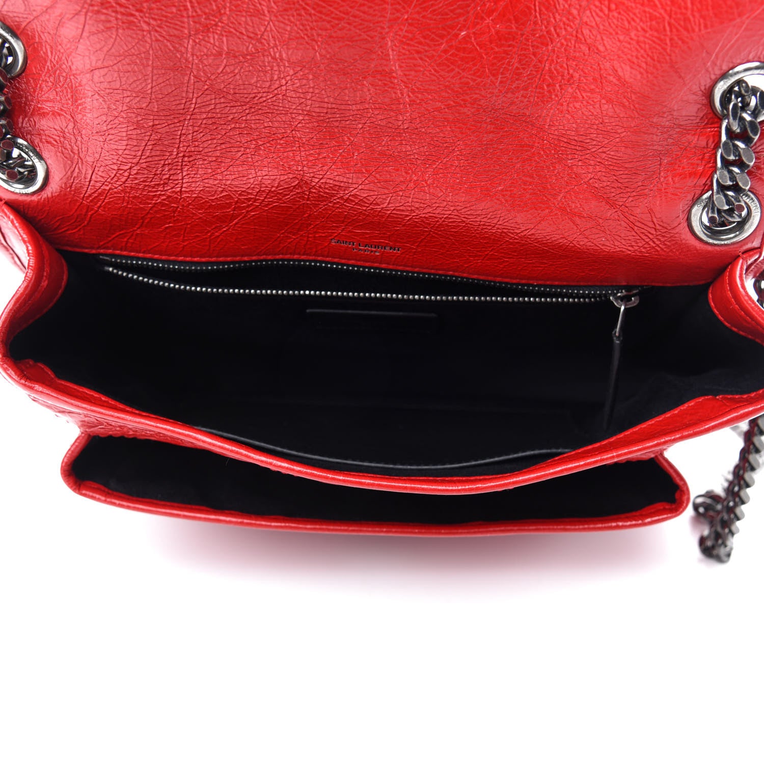 Saint Laurent Crinkled Calfskin Matelasse Monogram Medium Niki Chain Satchel Rouge Eros 5 of 12