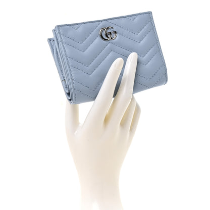 Gucci Lambskin Matelasse GG Marmont Zip Key Pouch Light Blue 2 of 9