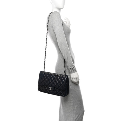 Chanel Lambskin Quilted Jumbo Double Flap Navy 2 of 14