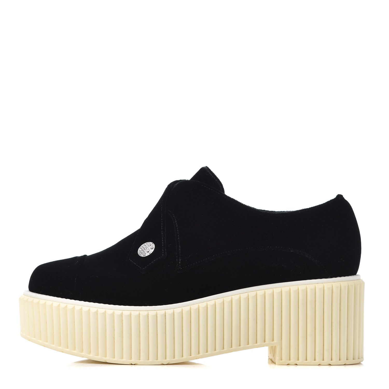 Chanel Velvet Mocassin Loafers 38 Black 1 of 10