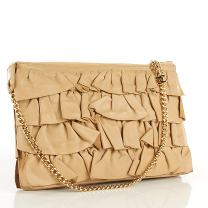 Chanel Lambskin Ruffle Evening Bag Beige Clair 3 of 7