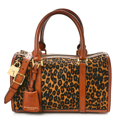 Burberry Leopard Ponyskin House Check Calfskin Boston Tan 1 of 15