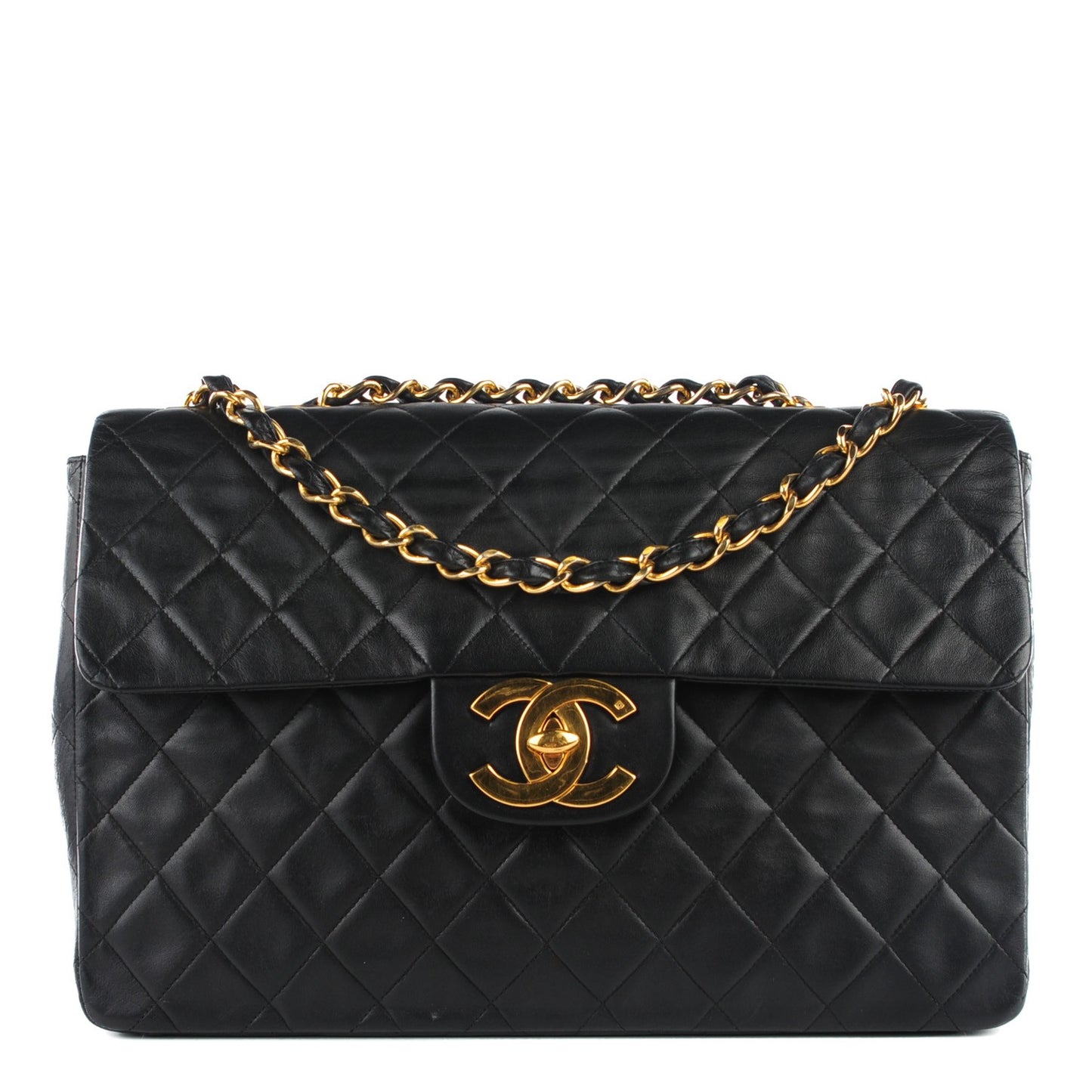 Lambskin Quilted XL Jumbo Flap Black