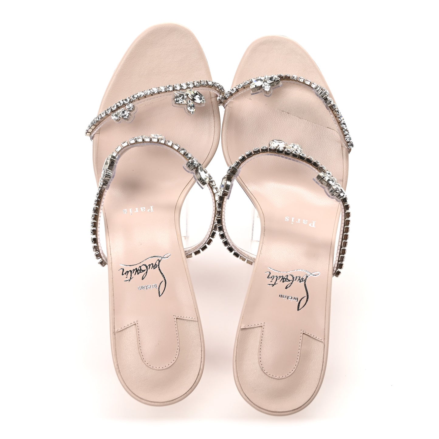 Calfskin PVC Crystal Just Queen 70 Sandals 39.5 Leche
