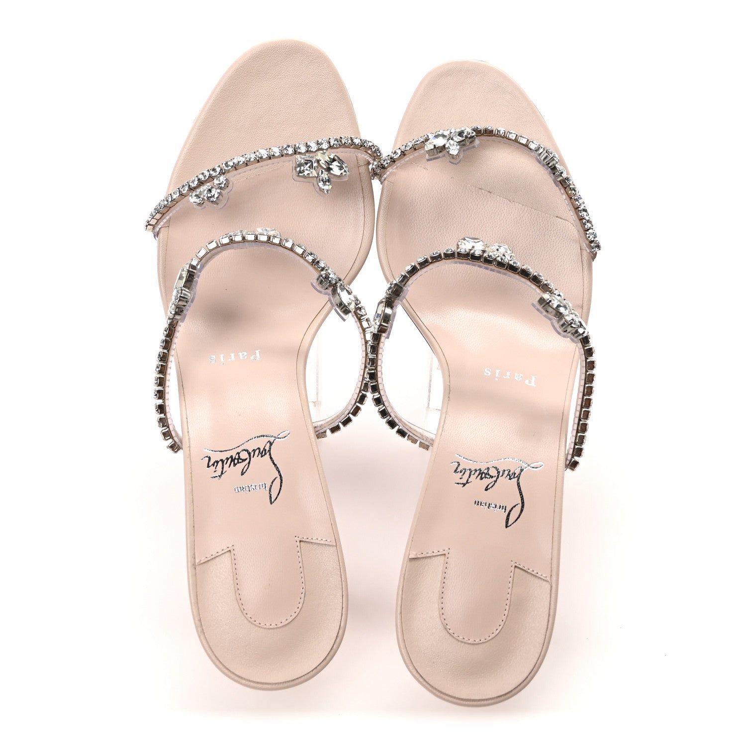 Christian Louboutin Calfskin PVC Crystal Just Queen 70 Sandals 39.5 Leche 2 of 9