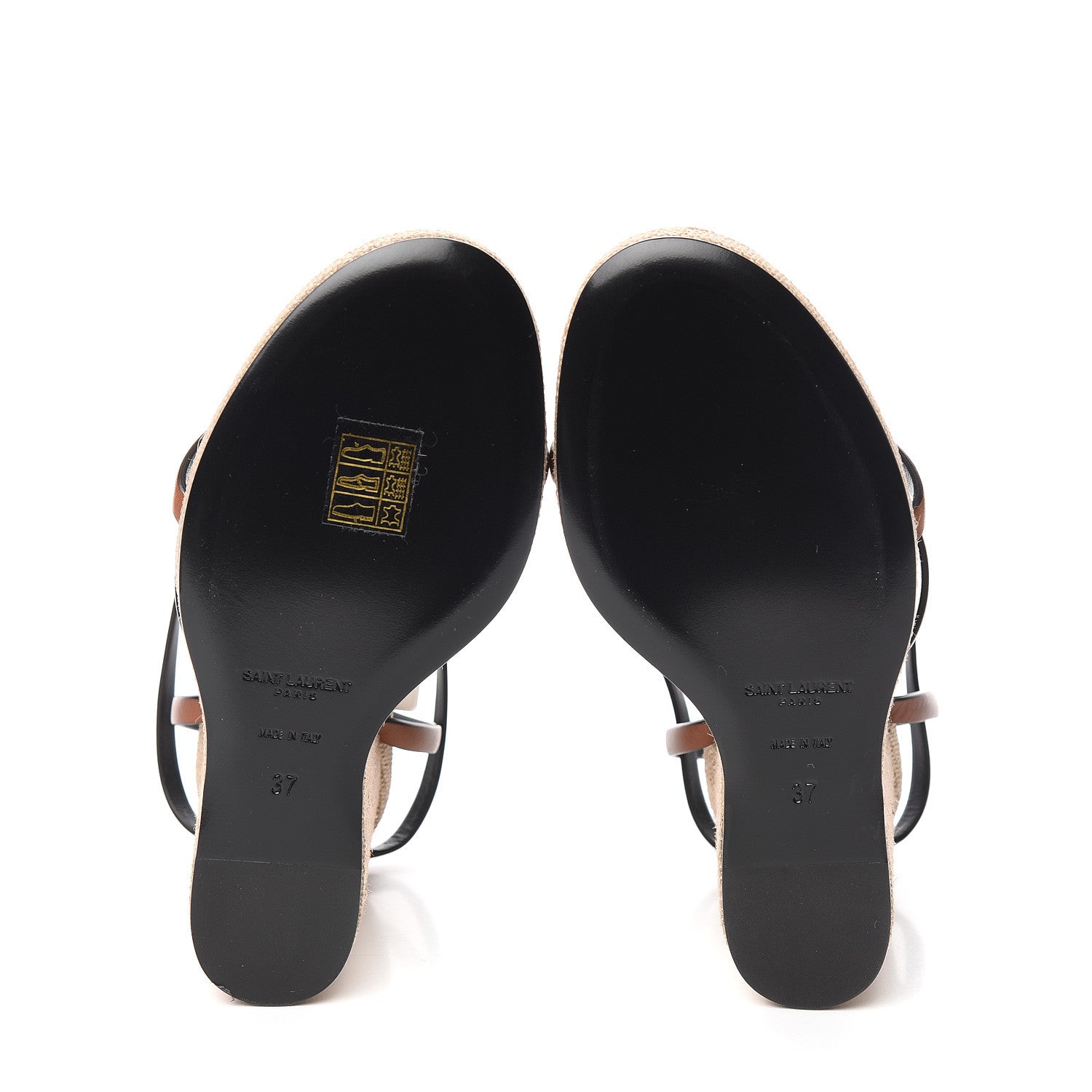 Saint Laurent Calfskin Cassandra Espadrille 105 Wedges 37 Chocolate 5 of 8